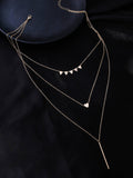 NVR Women's 3 Layered Gold-Polished Minimal Layered Necklace | Grocsy