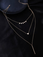 NVR Women's 3 Layered Gold-Polished Minimal Layered Necklace | Grocsy