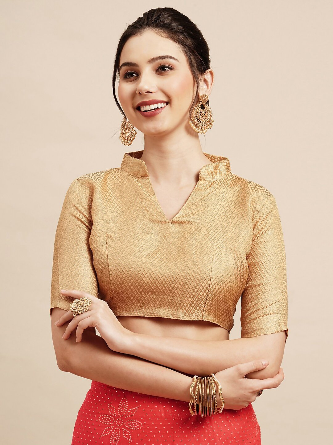 Saree Mall Peach-Coloured Embellished Sarees | Grocsy