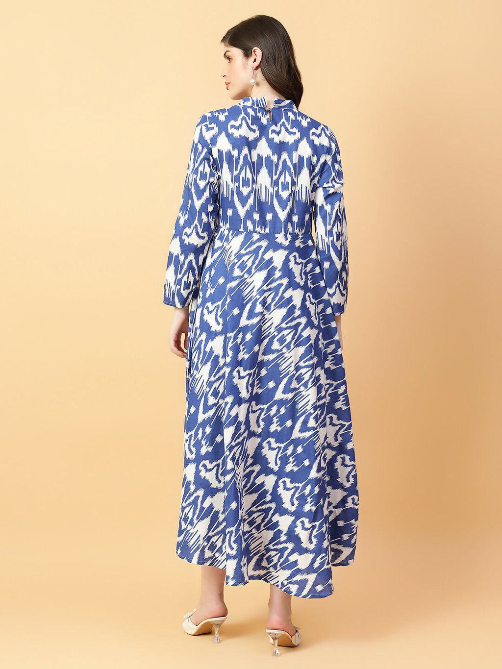 Joban Fashion Blue Cotton Printed & Hand Work Dress | Grocsy