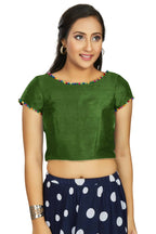 Aastha Fashion Women's Green Art Silk Designer Party Wear Readymade Blouse | Grocsy