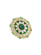 NVR Women's Traditional Kundan Meenakari Gold-Polished Ajustable Finger Ring | Grocsy