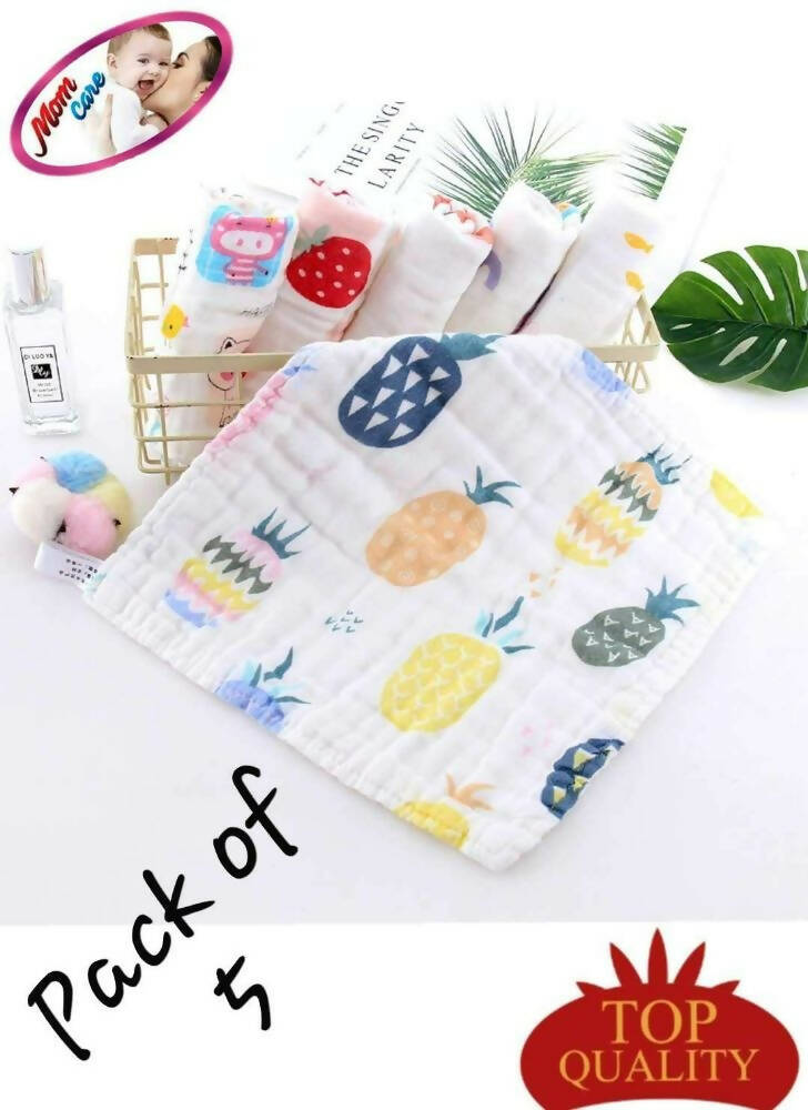 Mom Care Muslin Cotton Face Towels Set Of 5 | Grocsy
