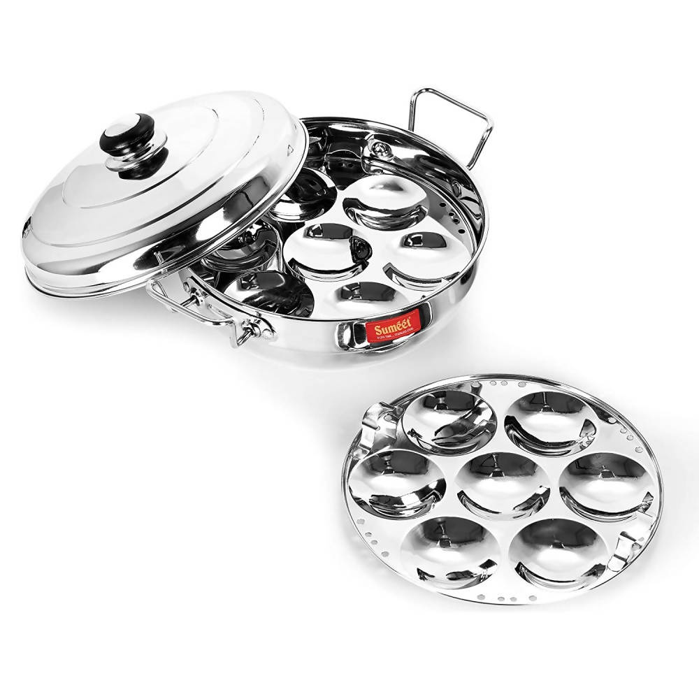 Sumeet Stainless Steel Kadhai Set with Lid and 5 Plates | Grocsy
