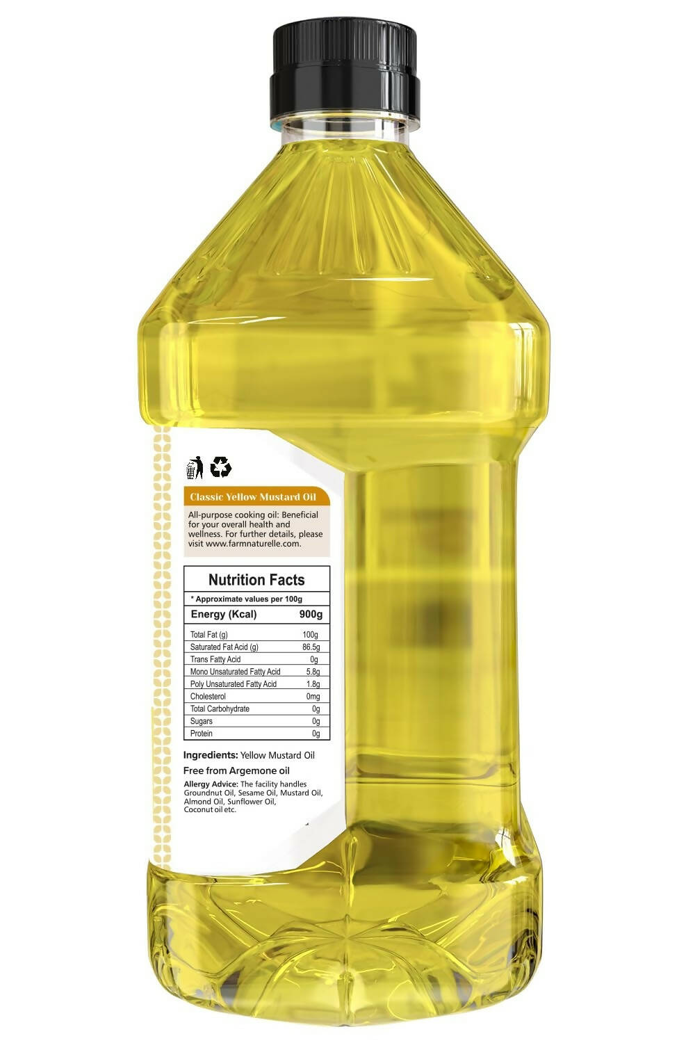 Farm Naturelle Cold Pressed Virgin Kachi Ghani Virgin Yellow Mustard Oil | Grocsy