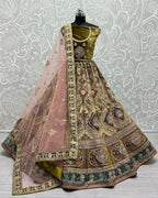 Jyoti Fashion Women's Mehendi Velvet Dori, Multi Thread Embroidered with Zircon Diamond Work Wedding Lehenga Choli | Grocsy
