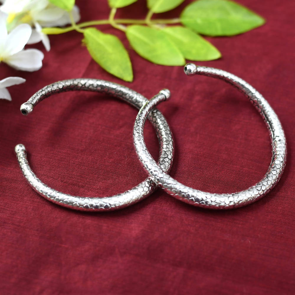 Mominos Fashion Kamal Johar Oxidised Silver Plain Kadiyam Anklets | Grocsy