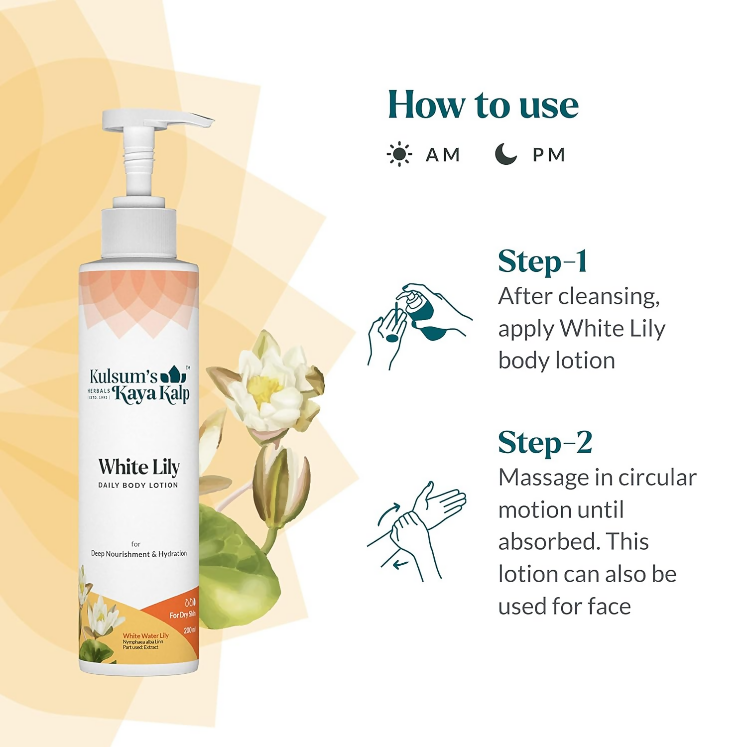 Kulsum's Kaya Kalp White Lily, Daily Body Lotion For Deep Nourishment And Hydration | Grocsy