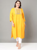 Sztori Floral Embroidered Yoke Design Sequined Straight Kurta | Grocsy