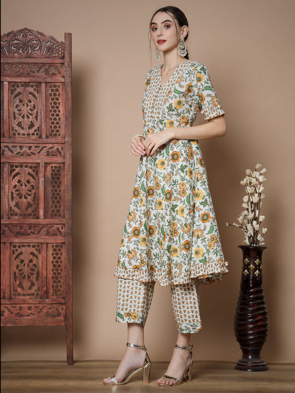 Myshka Women's Multi Anarkali Kurta & Palazzos With Dupatta | Grocsy