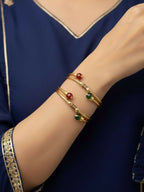 NVR Women Set of 2 Gold Plated Artificial Beads Bangle | Grocsy