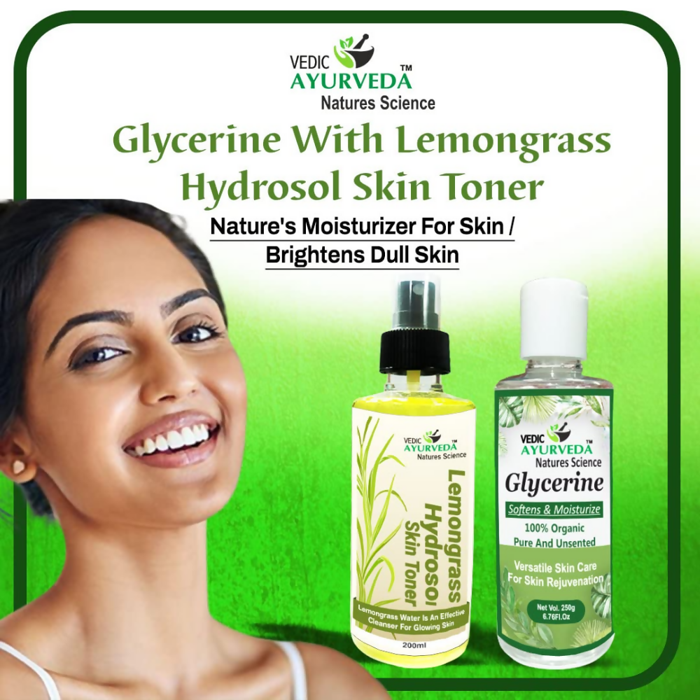 VedicAyurveda Lemongrass Hydrosol Skin Toner With Glycerine | Grocsy