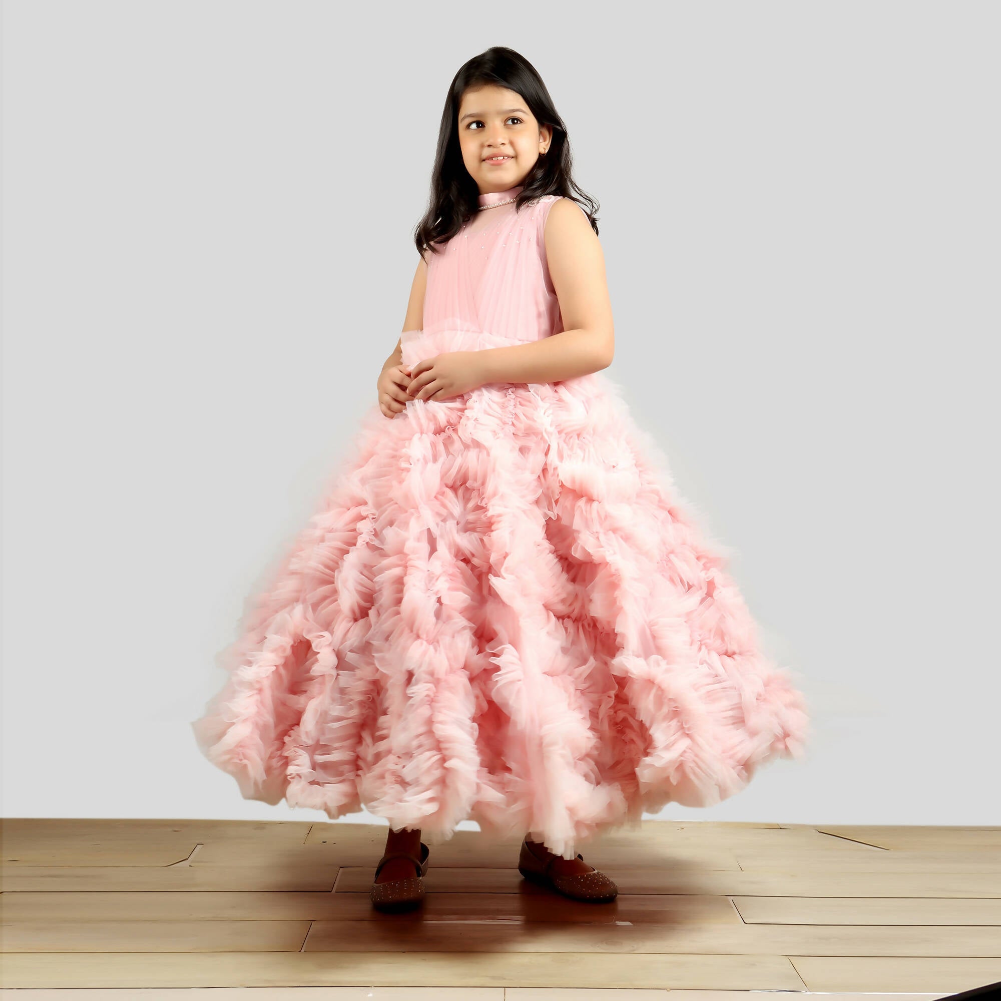 Pink Cow Fashions Old Rose Gown With Frill Ghera | Grocsy
