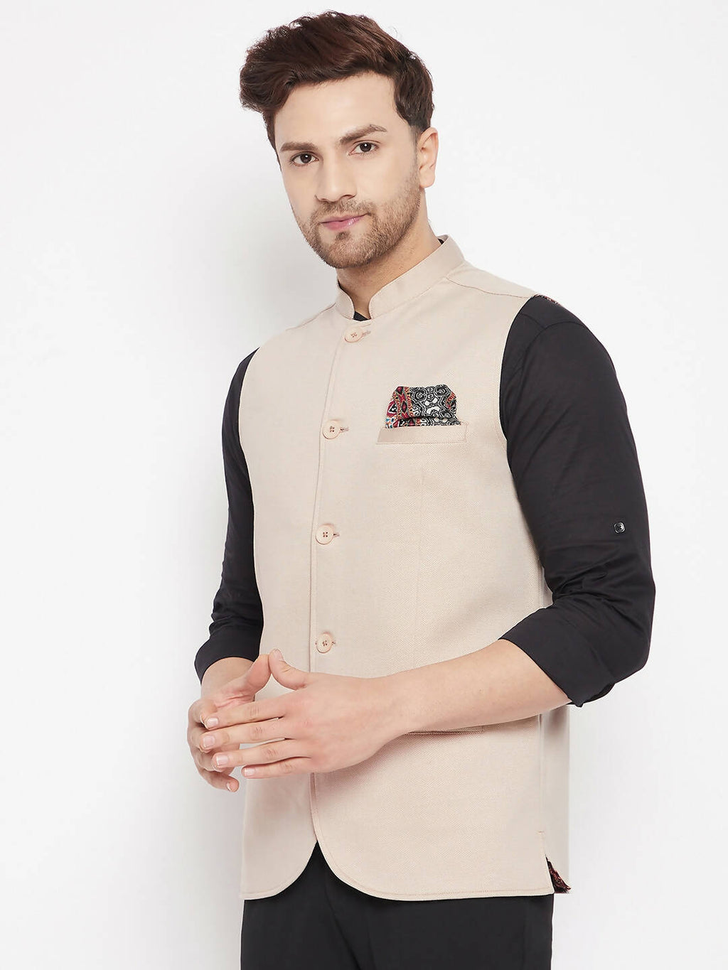 Even Apparels Cream Merino Men Woven Nehru Jacket BF715 | Grocsy