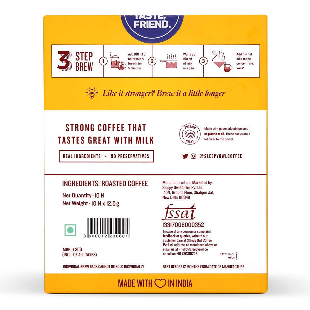 Sleepy Owl Hot Brew Latte Coffee Bags | Grocsy