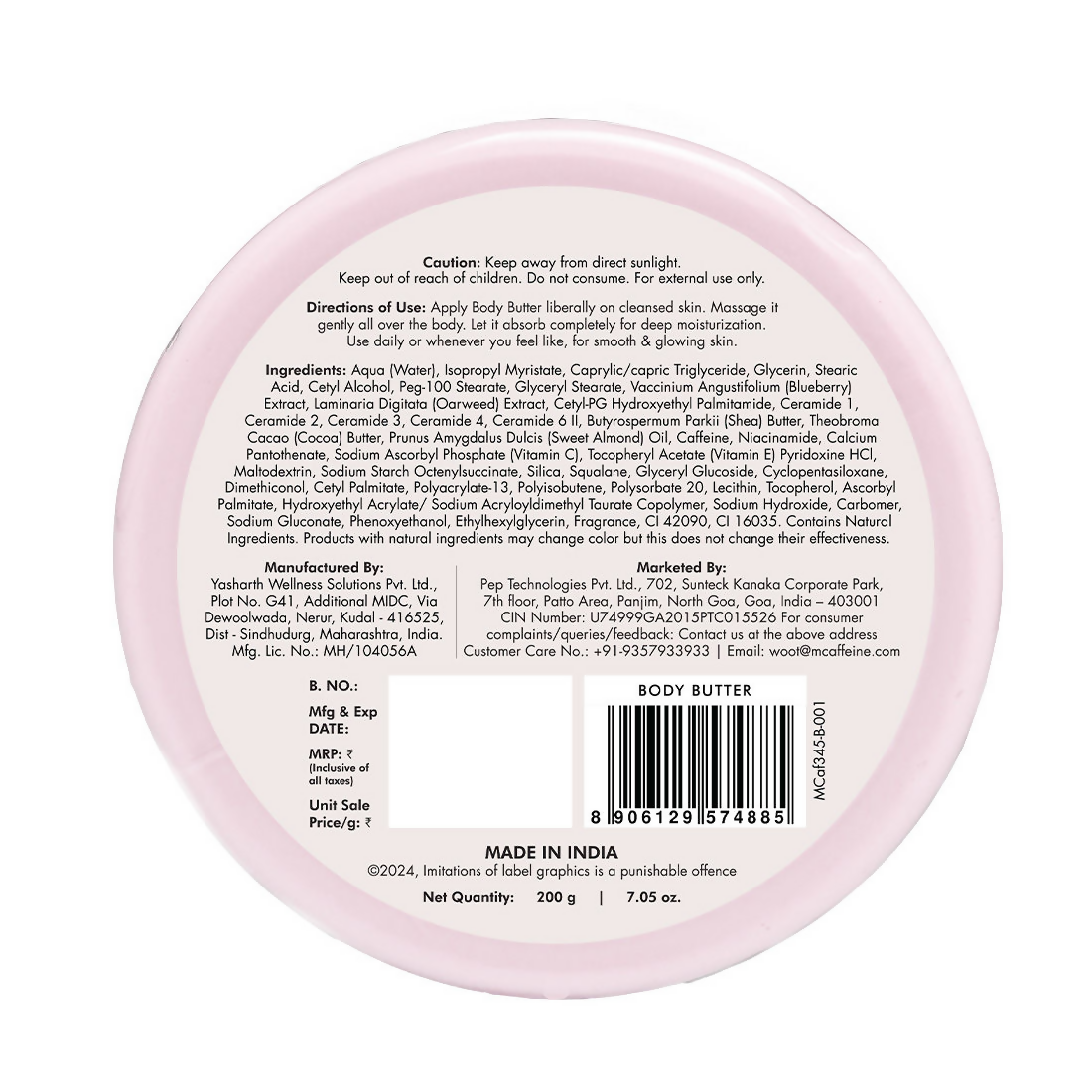 mCaffeine Blueberry Swirl Deep Moisturizing Body Butter | Grocsy