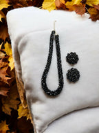 Inhanns Noor-E-Jalwa – Handmade Crystal Bead Necklace / Necklace With Earrings -Adjustable - Black | Grocsy