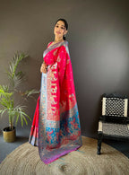 Joban Fashion Purple Meenakari Picock Paithani Sarees | Grocsy