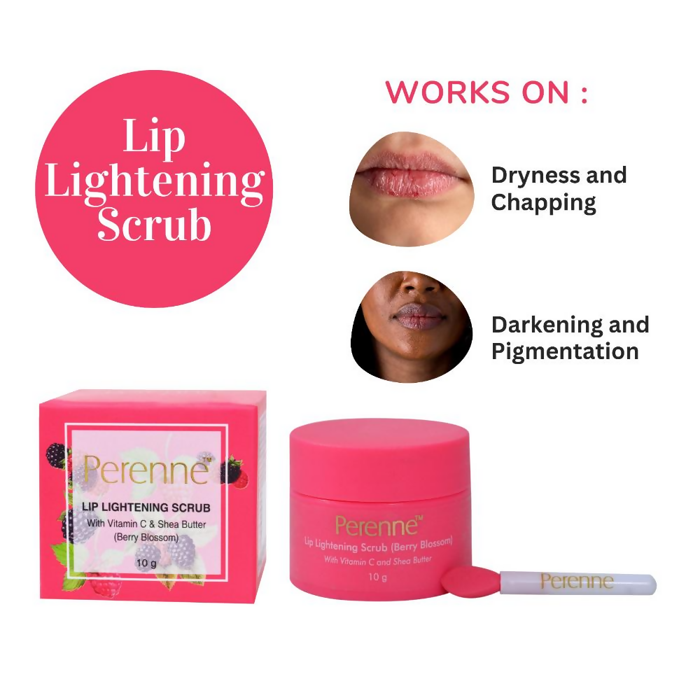 Perenne Lip Lightening Scrub With Vitamin C & Shea Butter - Berry Blossom | Grocsy