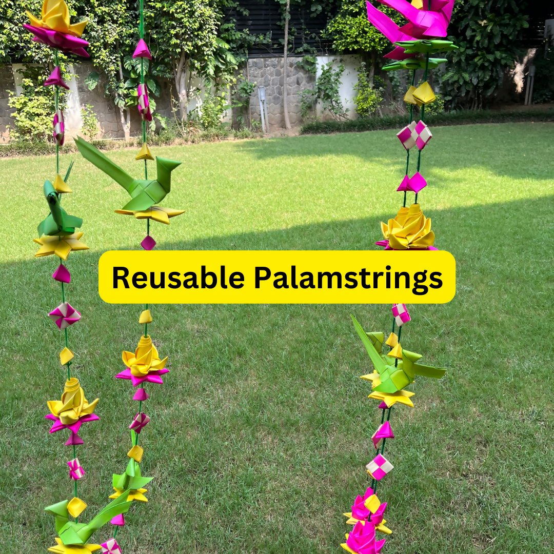 Shuddh Natural Hand Made Palm Leaf Lotus & Parrot Hanging | Grocsy