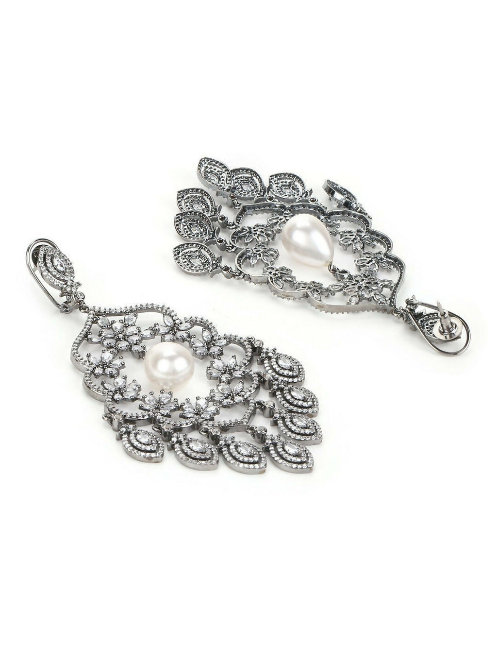 Long Chand with Pearl Drop Earrings - Ruby Raang | Grocsy