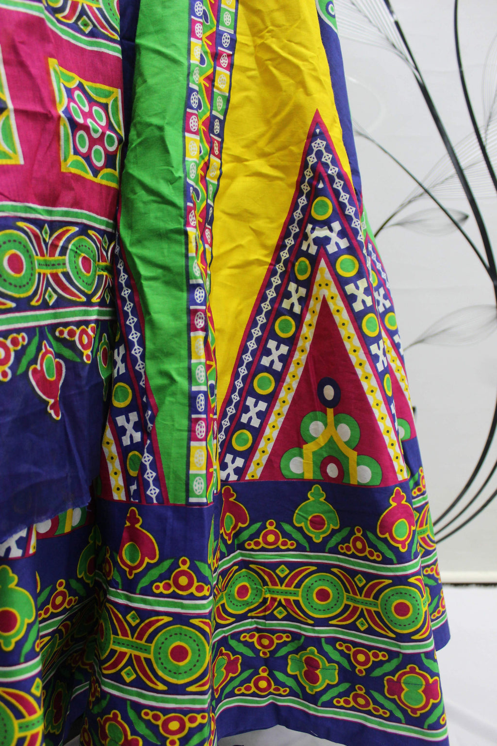 Multi Color Pure Cotton Hand Block Print Navratri Lehenga Choli with Dupatta - Raas | Grocsy