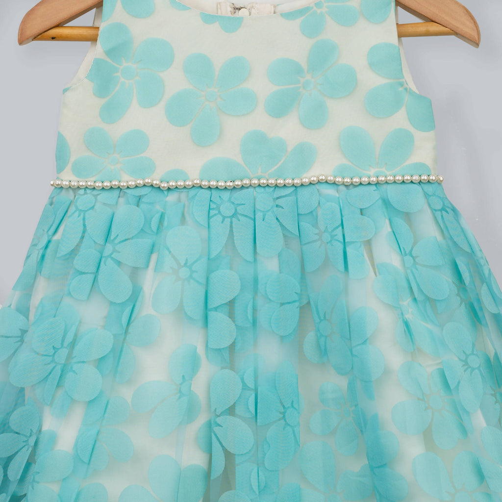 Pink Cow Fashions White & Blue Dress With Pearls Attach & Bow | Grocsy