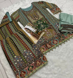 Anaita Sea Green Heavy Crepe Silk Ready Made Suit with Multi Digital Printed & Aari Work | Grocsy