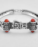 VOJ Silver Plated Shiv Kada Bracelet