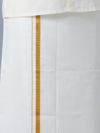 Ramraj Cotton Premium Wedding Cream Readymade Dhoti, Shirt & Towel Set Dhanvanthri | Grocsy