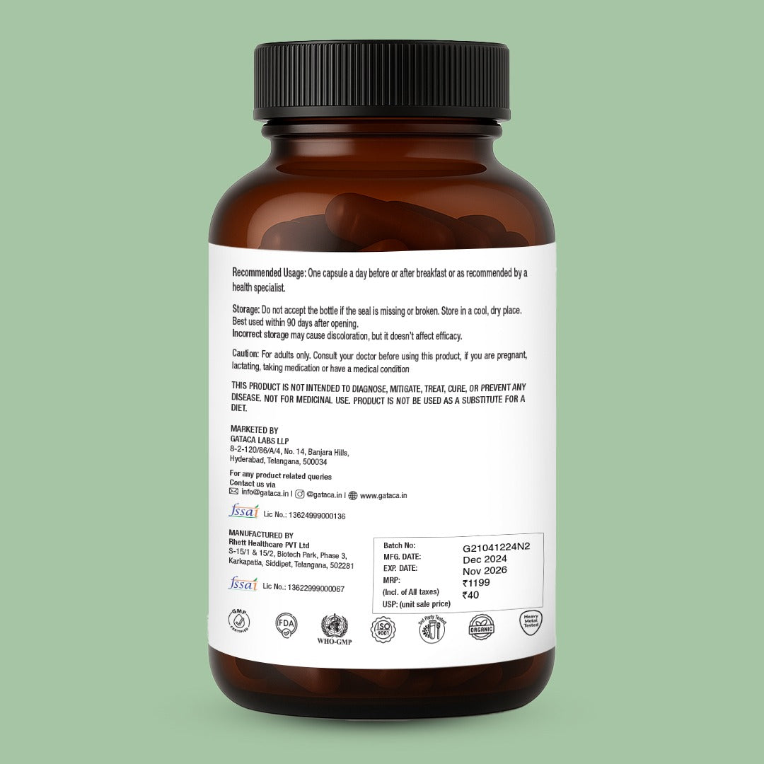 GATACA Pure β-NMN -  250 mg Capsules, Backed by 21 Patents | Grocsy