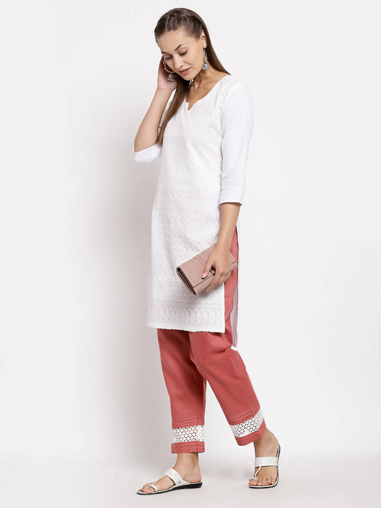 Myshka Women's Maroon Cotton Solid Casual Trouser | Grocsy