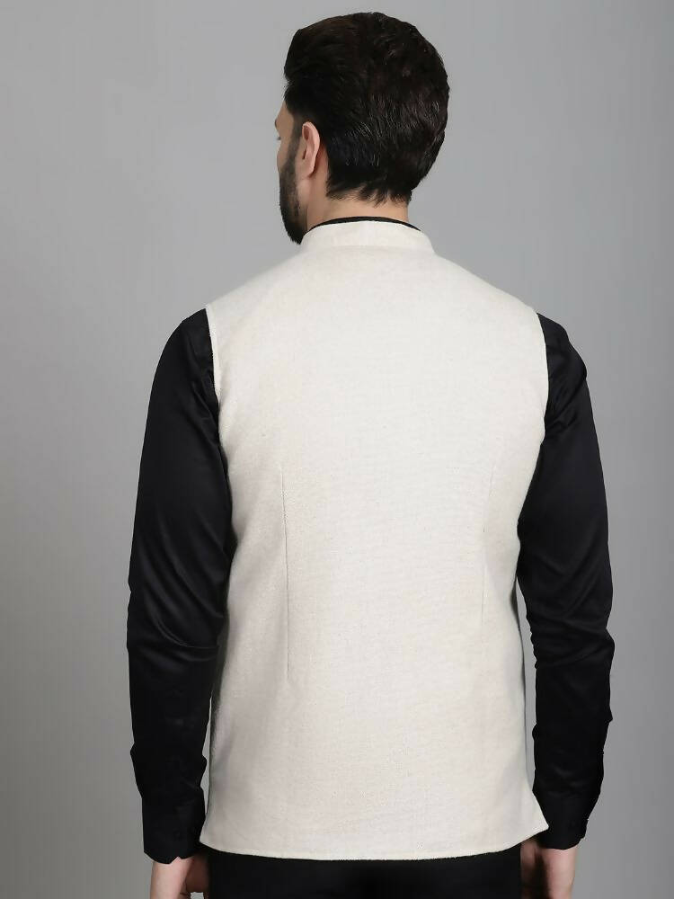 Even Apparels Nehru Jacket With Welt Pockets - Off White | Grocsy