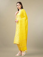 Jyoti Fashion Women's Yellow Rayon Embroidery & Sequence work Kurta with Trouser & Dupatta | Grocsy