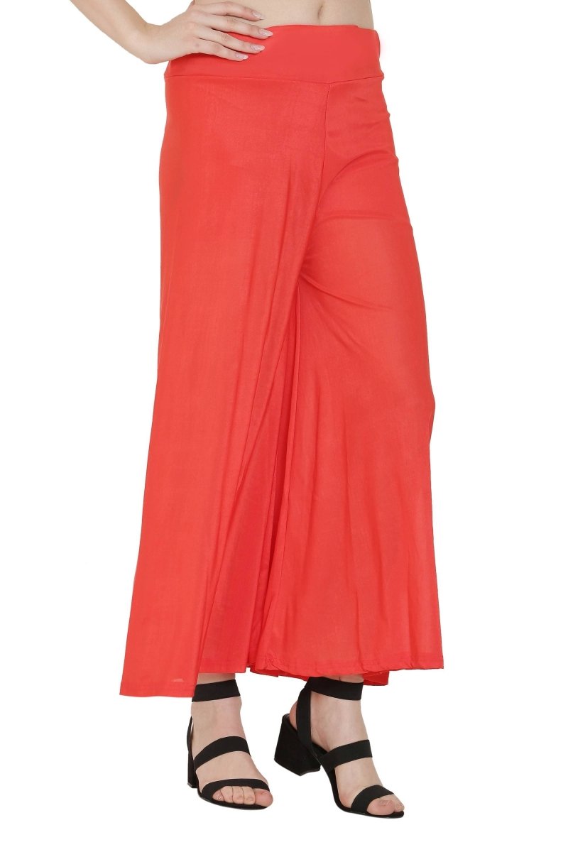 Asmaani Red Color Lycra Fabric Flared Palazzo | Grocsy