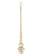 Gold-Polished White Kundan-Studded Maangtikka - Ruby Raang | Grocsy