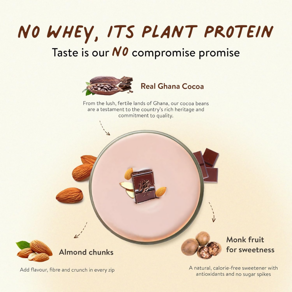Happy Cultures 26g Tastiest Plant Protein| Chocolate, Almond Chunks & Ashwagandha | Grocsy