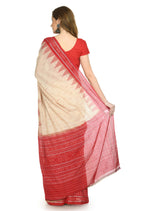 Vamika Sambalpuri Ikat Cotton Scot Dali Tasrite & Red Saree | Grocsy
