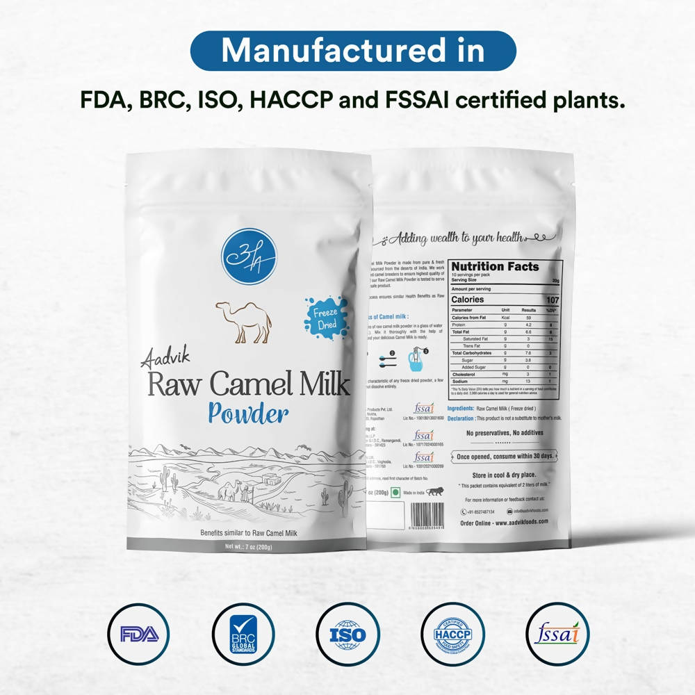 Aadvik Raw Camel Milk Powder (Freeze Dried) - Healthy & Natural, Manage Blood Sugar Levels | Grocsy