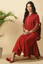 Joban Fashion Maroon Cotton Rayon Kurta Set | Grocsy