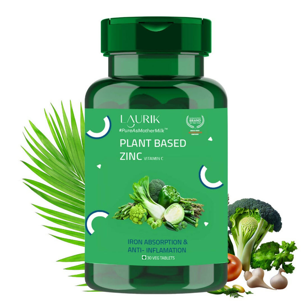 Laurik Plant Based Zinc And Vitamin C Tablets | Supplements Help Iron Absorption And Immune Support For Men And Women | Grocsy