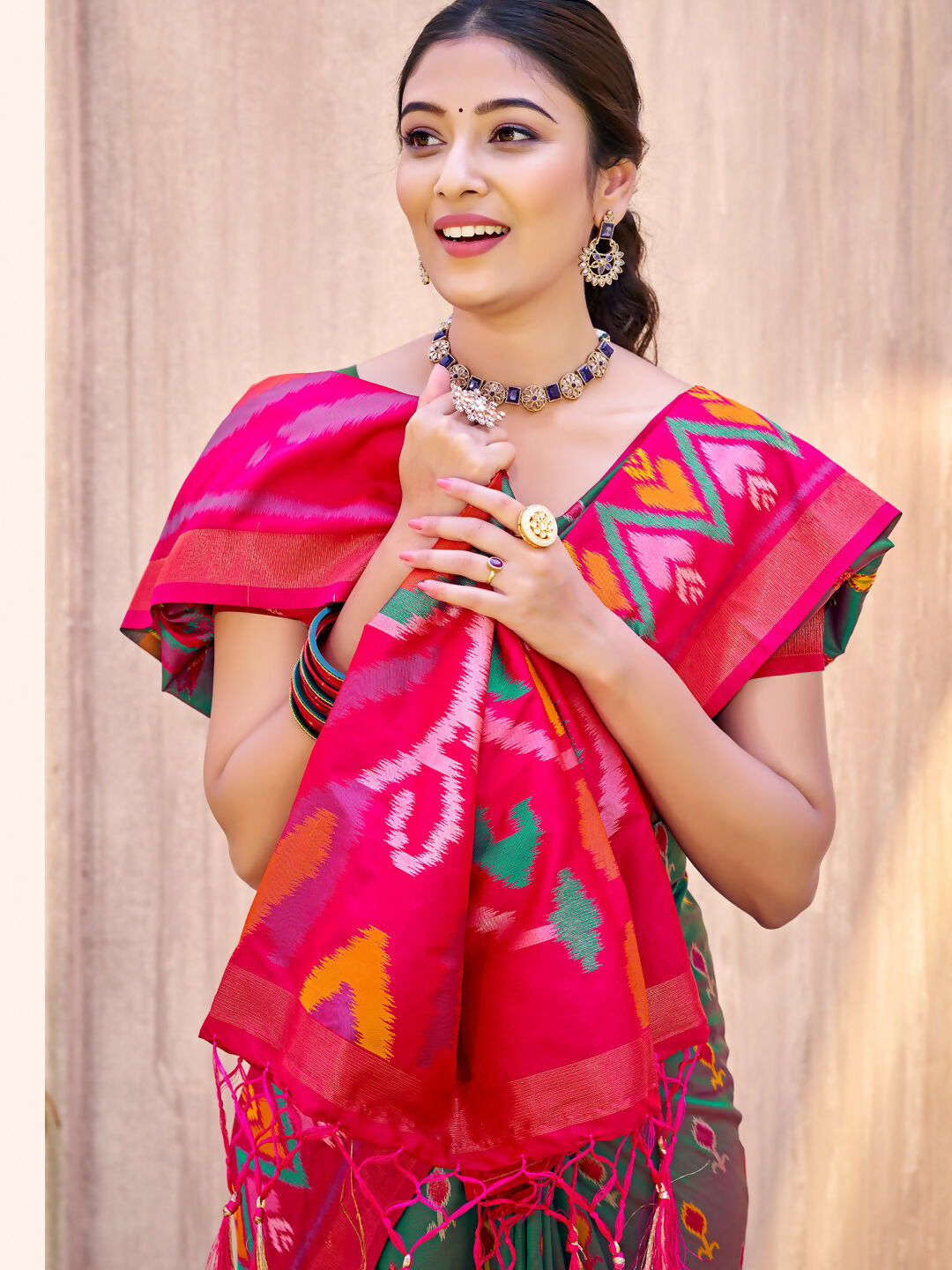 Shree Shyam Fashion Grey Pochampally Silk Saree | Grocsy