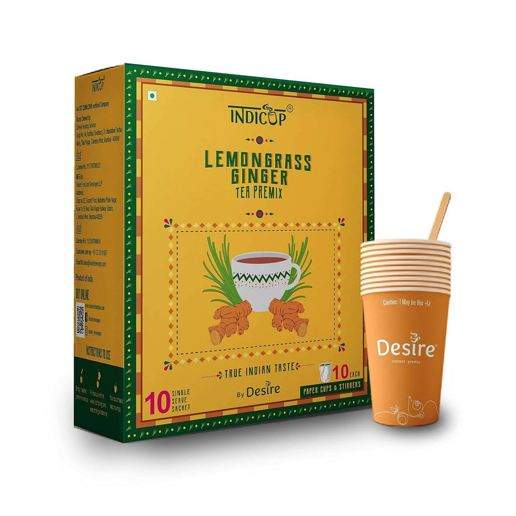 Indicup Lemongrass Ginger Tea Instant Premix | Grocsy