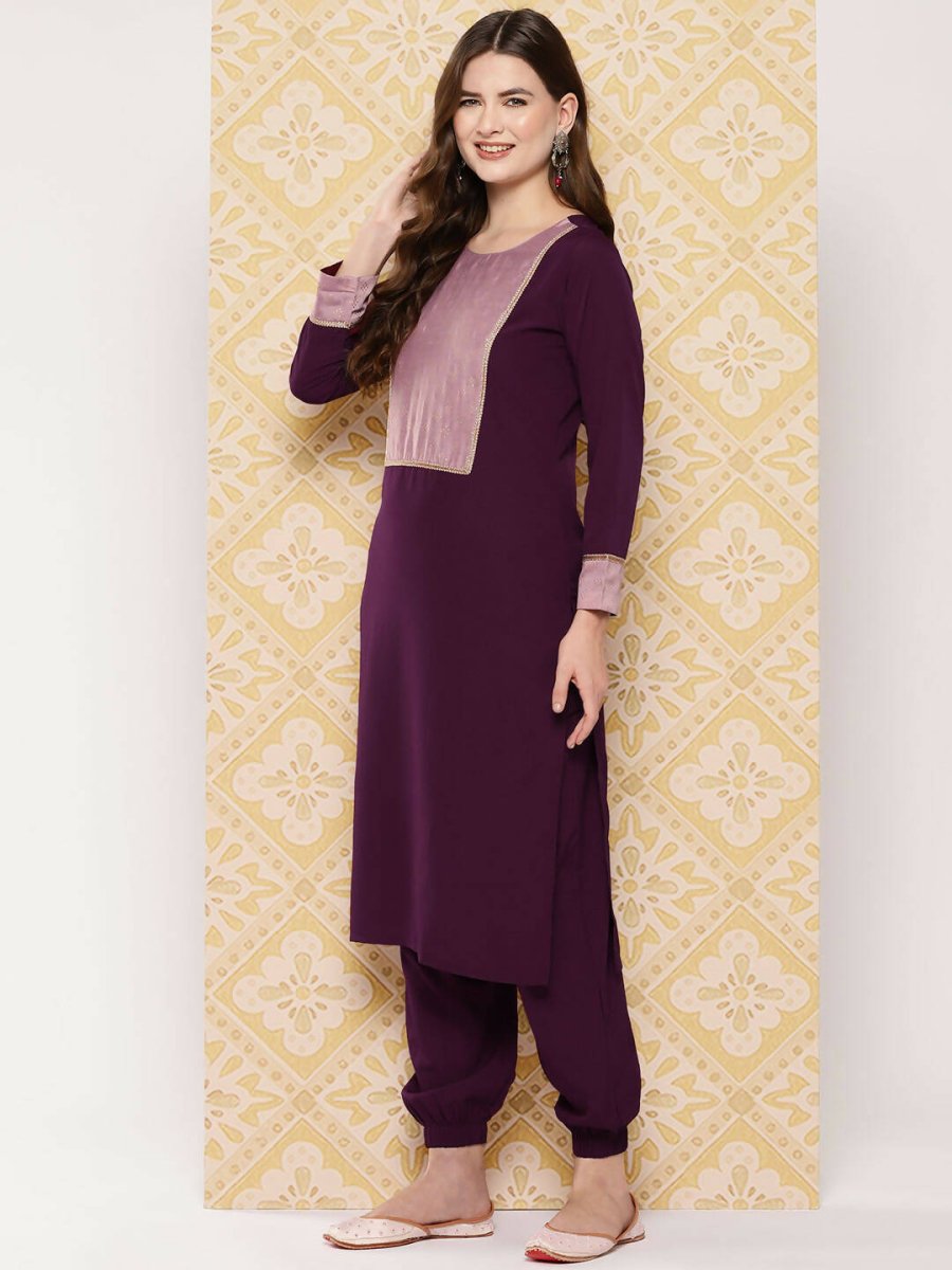 Ahalyaa Women's Traditional wear Kurta Set - Burgundy | Grocsy