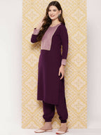 Ahalyaa Women's Traditional wear Kurta Set - Burgundy | Grocsy