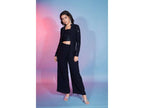 Navy Georgette Sequence With Thread Designer Co-Ord Set - Flory | Grocsy