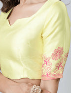 Vastranavya Yellow Mandala Print Free Hand Ready to Wear Saree | Grocsy