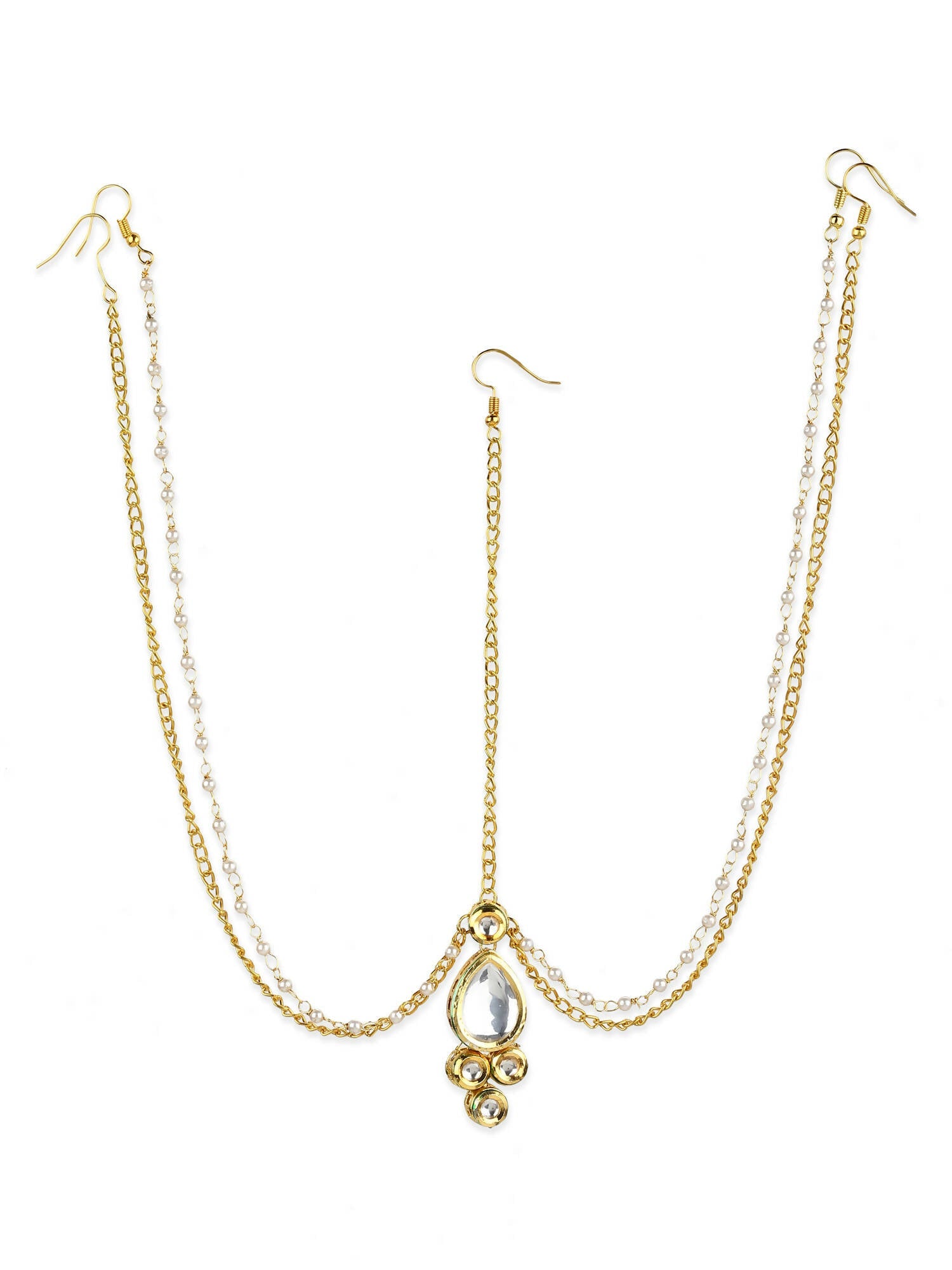 Gold-Polished Kundan Mathapatti - Ruby Raang | Grocsy