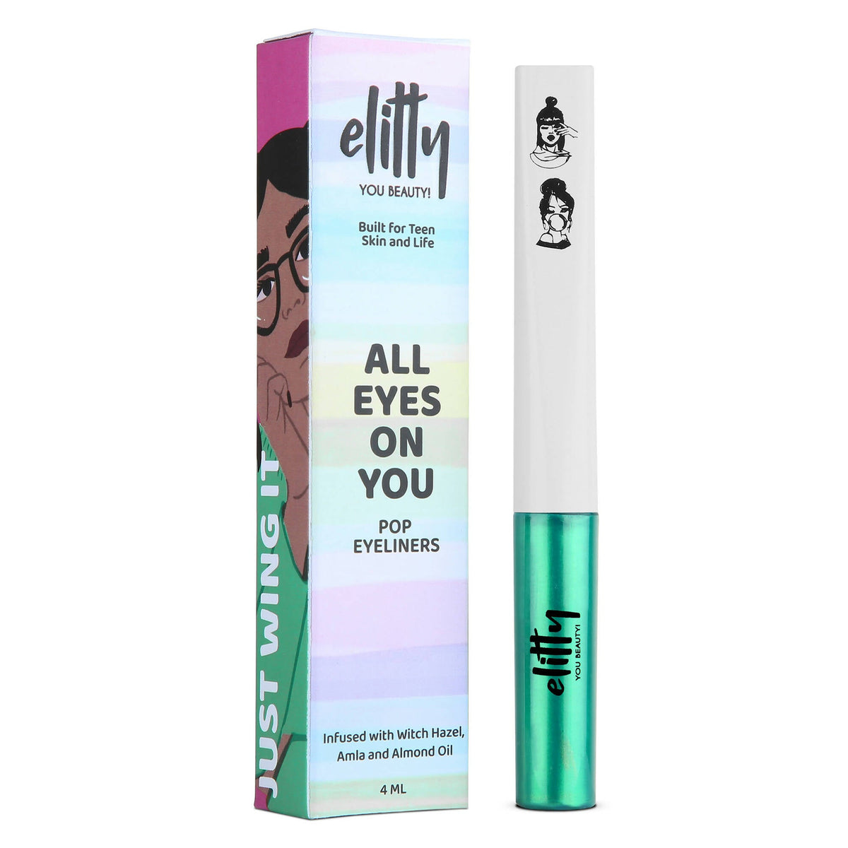 Elitty Green Pop Color Metallic Finish Liquid Eyeliner - Power Move (Emerald) | Grocsy