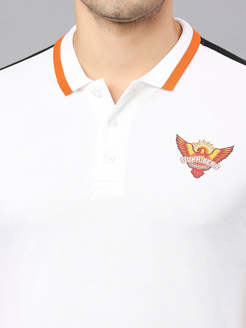 Fancode Sunrisers Hyderabad IPL Printed Polo Collar Cotton Sports T-shirt | Grocsy